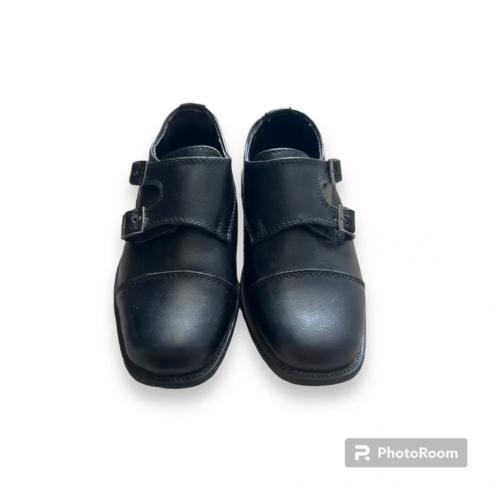 Toddler boys size 6 Steve Madden Velcro buckle dress shoe loafer leather black   - Picture 6 of 7